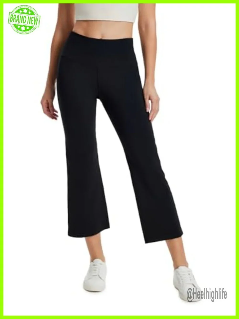High Rise Cropped Flare Yoga Pants 82% Polyester 18% Elastane
